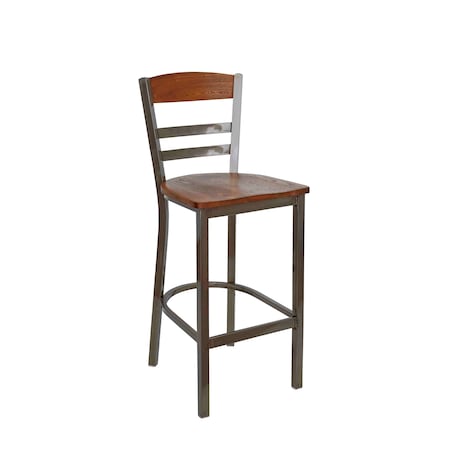Bfm Seating Barrick Steel Wood Back Bar Stool - Autumn Ash Seat & Back - Clear Coat Finish 2165BASH-AACL