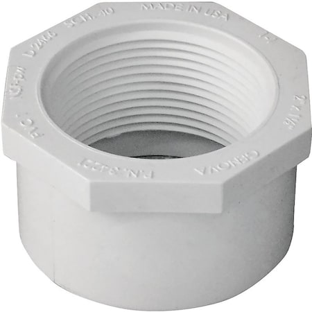 Lasco Reducing Bushing, 2 x 112 in, Spigot x FNPT, PVC, White, SCH 40 Schedule 438251BC