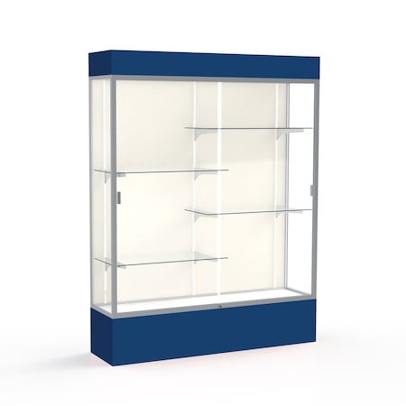 Ghent Lighted Floor Display Case 60x80x16, Plaque, Satin 3175PB-SN-NY