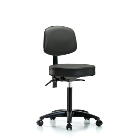 Blue Ridge Ergonomics Vinyl Stool, Back, Med Bench, Tilt, Casters, Carbon BR-VMBST-RG-T1-NF-RC-8823