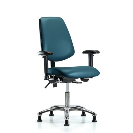 Blue Ridge Ergonomics Vinyl Chair, Vinyl, Adjustable Arms BR-VDHCH-MB-CR-T1-A1-RG-8801