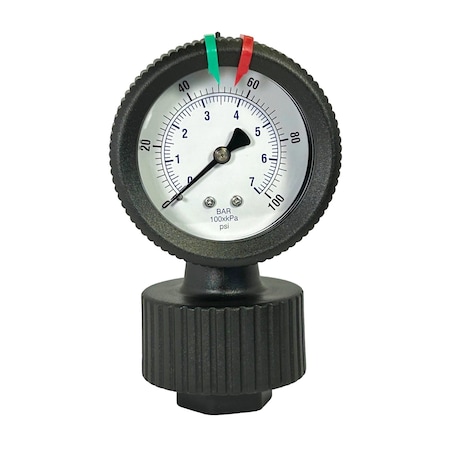 Kodiak Controls Polypropylene Pressure Gauge, Viton Diaphragm, 1/2 in NPT, 2.5 in Dial, 0-100 PSI KC701LD-2S25-100