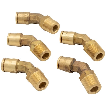 Mytee Products 45-DEGREE DOT Brass 3/8 inOD X 3/8 inNPT Male Non-Swivel Elbow Air Brake 5PK MP-ABF-45ELBOW3838