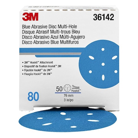 3M Hook-and-Loop Sanding Disc, Ceramic Aluminum Oxide, 80 Grit, Coated Type, 321U 36142