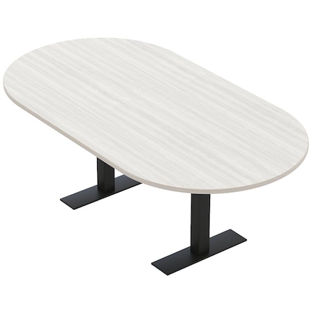 Skutchi Designs 6 Person Conference Table With Power Unit | 7' Racetrack Table | Harmony Series HAR-RAC-48X84-T.BK-WA7976-NA