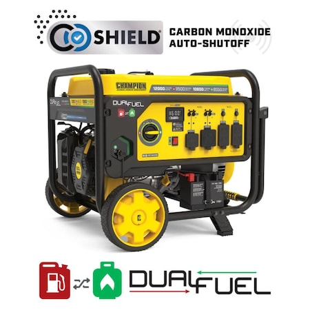 Champion Power Equipment Portable Generator, Gasoline/Propane, Electric, Recoil Start, 120/240V AC 201508