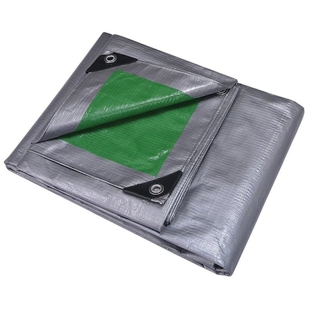 Prosource Tarpaulin, 40 ft L, 20 ft W, 8 mil Thick, Polyethylene, Green/Silver T2040GS140