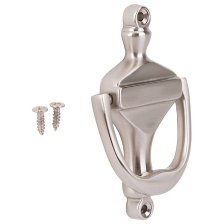 Prosource Door Knocker, Brass, Satin Nickel, 3-3/8 in Mounting Hole Center to Center HR4003SN-PS