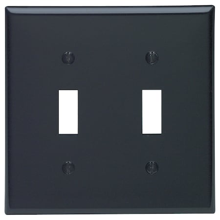 Leviton Switch Wallplate, Standard Size, Gang 2, Black 80709-E