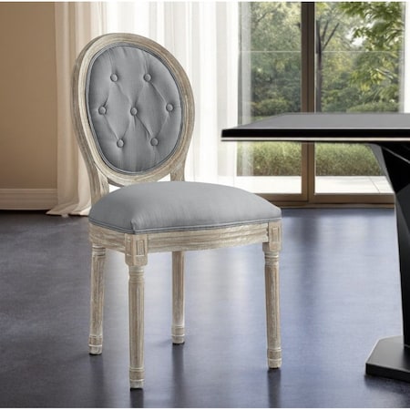 Homeroots Tufted Gray and Brown Upholstered Linen Dining Side Chair 535368