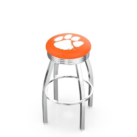 Holland Bar Stool Co 30" Chrome Clemson Swivel Bar Stool, Accent Ring L8C3C30Clmson