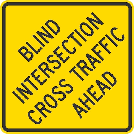 Lyle Blind Intersection Cross Traffic Ahead, 24x24, Diamond Grade, Yellow G-12494-DG_24x24