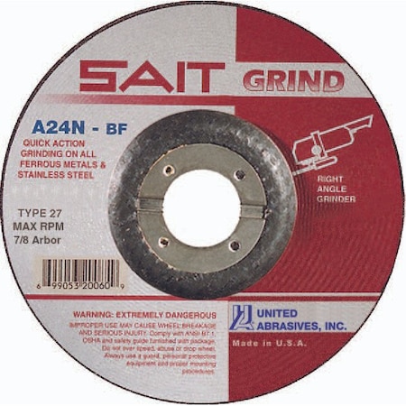 A-Solid 9in x 1/4in x 7/8 A24-N-BF Steel T27 Grinding Wheel, 25PK 10030