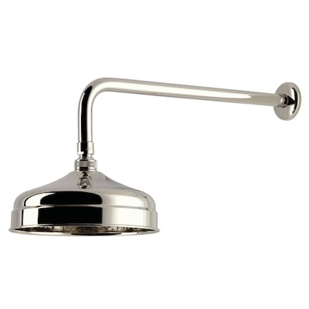 Kingston Brass 8" Round Raindrop Brass Shower Head with 17" Shower Arm, Polished Nickel K124K16