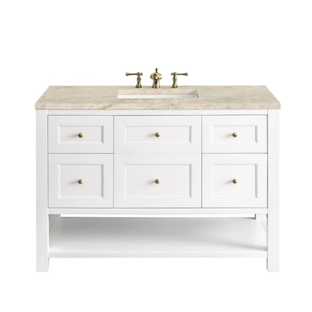 James Martin Vanities Breckenridge 48" Single Vanity, Bright White, w/ 3 CM Tajnar Eclos Top w/FreePower Wireless Charger 330-V48-BW-FTJR