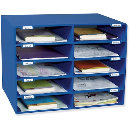 Pacon Classroom Keepers® Mailbox, 10-Slot, Blue, 16.63H x 21W x 12.88D 001309