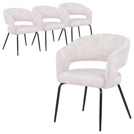 Leisuremod Gavin Series Modern Chair Black Frame in Beige, 4PK GDC52BG4