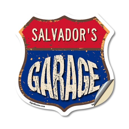 Signmission Salvador's Garage, 18 Inch X 18 Inch, Vinyl Decal SHI-D-18-383-SALVADOR