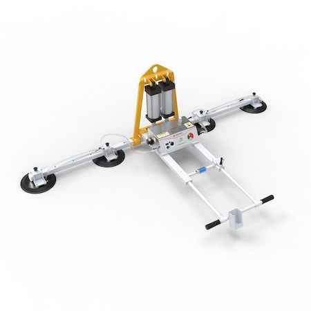 Aardwolf Vacuum Glass Lifter, 4 Pads, 11.8in Pad Dia., 441-882 lb WLL AVGLP4-400L