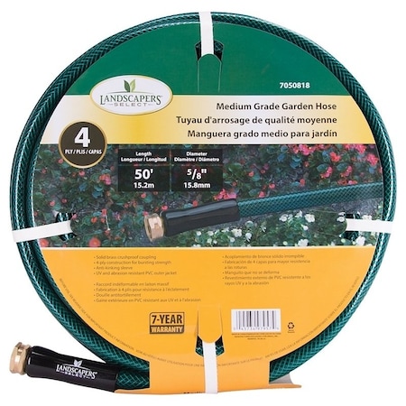 Landscapers Select 50 ft L Garden Hose, PVC Tube, Green BL5820050HM