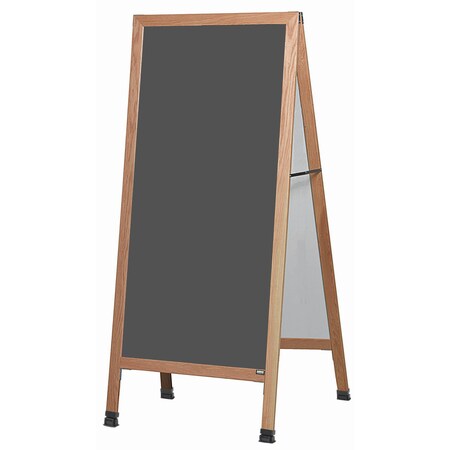 Aarco Extra Large A-Frame Sidewalk Board, Slate Colored Porcelain Chalkboard Solid RedOakFrame, 68''Hx30''W LA1SS