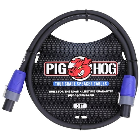 Pig Hog Speaker Cable, 3-Feet 14 gauge wire, Speakon to Speakon PHSC3SPK