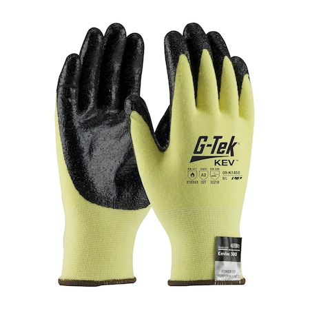 G-Tek Seamless Knit A2 Kevlar Glove with Nitrile Coated Smooth Grip on Palm & Fingertips, 12PK 4166