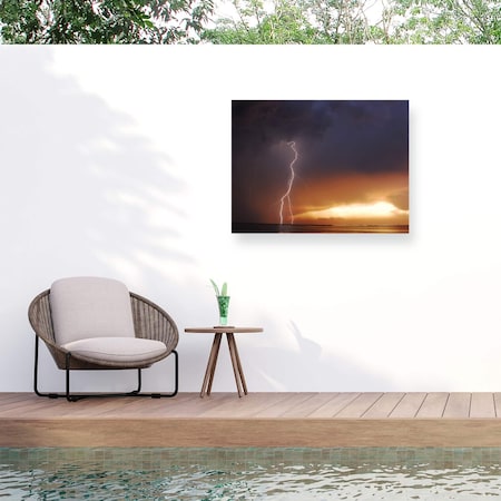 Trademark Fine Art Outdoor Canvas Art Kurt Shaffer 'Lightning Sunset IV' Wall Art for Patios, or Gardens KS0009-OC1419WR