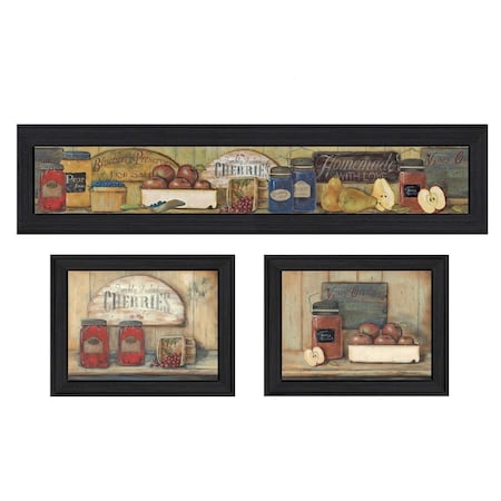 Set Of Three Kitchen Black Framed Print Kitchen Wall Art, 3PK