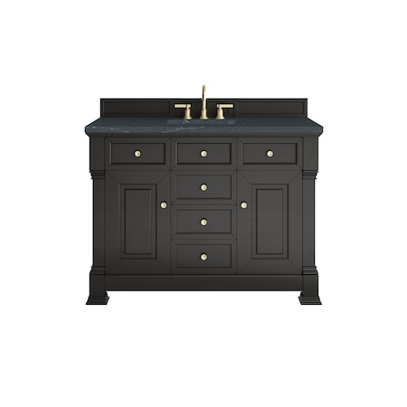 James Martin Vanities Brookfield 48 in. Single Vanity, Black Onyx w/3 CM Charcoal Soapstone Silestone Top 547-V48-BKO-3CSP