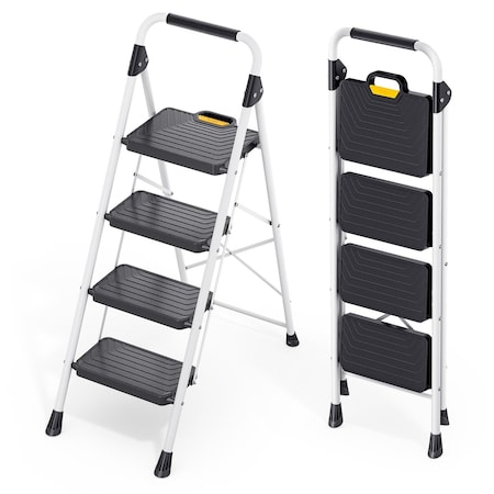 Wrightmaster 4.1 ft. Metal Lightweight Step Ladder, 9 ft. Reach, with Safety Lock Design 800 lbs. Load Capacity ZOR-WK24-4-W-DF