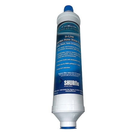 Pentair Shurflo Quad-Stage Bacteriostatic KDF/Carbon In-Line City Water Entry Filter w/Garden Hos RV-210GH-KDF-A