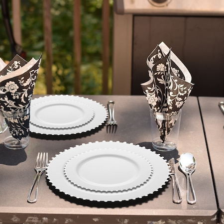 Smarty Had A Party White Pearl String Round Disposable Plastic Dinnerware Value Set, 240PK 8870-WHVP-CASE