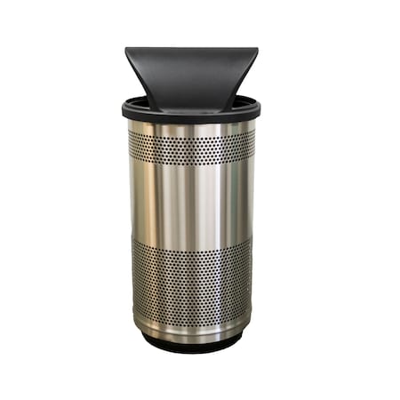 Witt Industries Outdoor Stainless Steel Perforated Receptacle with Hood Top SC35P-01-SS-HT
