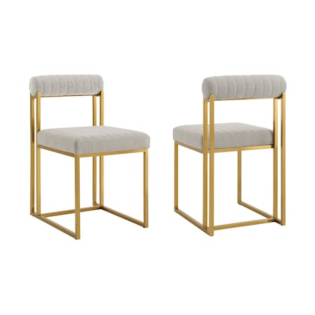 Armen Living Anastasia Dining Chair with Gold Brushed Stainless Steel and Taupe Fabric - Set of 2 LCANSIBGLTP