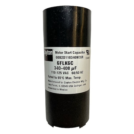 Dayton Motor Start Capacitor, Round 6FLK6