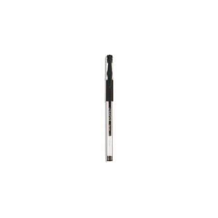 Universal Comfort Grip Stick Gel Pen, Fine 0.5mm, Black Ink, Clear Barrel, 12PK UNV39514