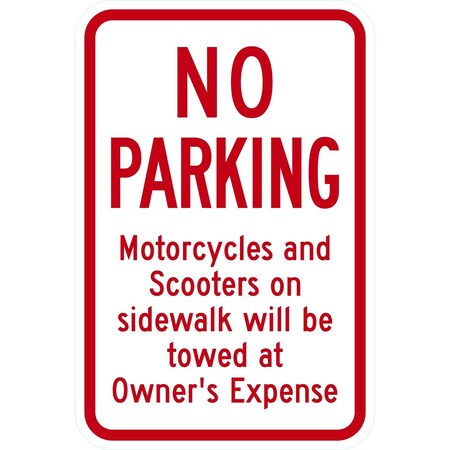 Lyle No Parking Motorcycles And Scooters On Sidewalk, 12x18, Engineer Grade, White G-3601-EG_12x18