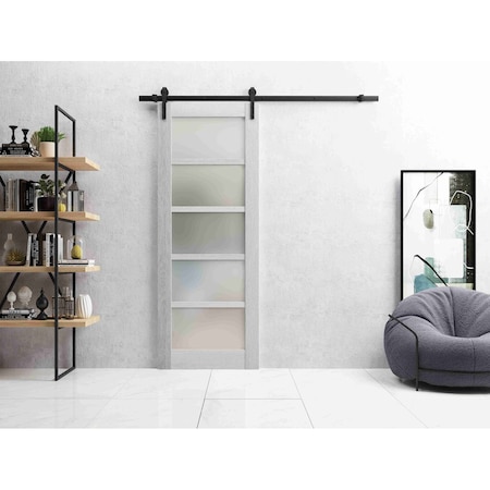 Sartodoors Sturdy Barn Door Grey 32x80 Solid Core Modern Interior QUADRO4002BD-B-OAK-32