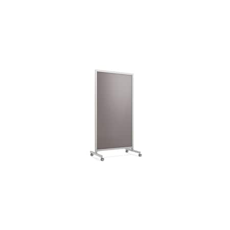 Ghent EZ Mobile Glassboard, Aluminum Frame, Magnetic, 75''H x 38''W, Smoke EZ1MA7538SK
