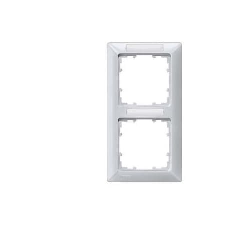 Siemens DELTA line, aluminum-metallic frame 2-fold, 151x 80 mm vertical, with Labeling 5TG2552-5