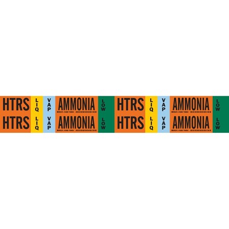 Brady HTRS LIQVAP AMMONIA LOW Pipe Marker, 1.125in H x 7in W, Card of 4 Each, 4PK 145909