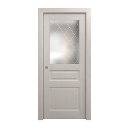 Sartodoors Sliding Pocket Door 32 x 84 inches, Ego 5011 Painted White Oak, Kit Rail Hardware, Solid Wood Int EGO5011PD-PWO-3284