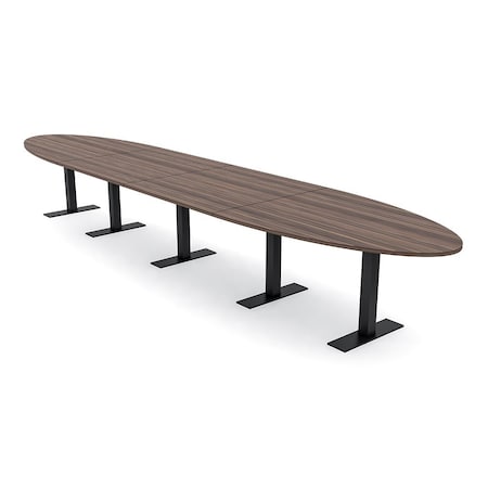 Skutchi Designs 20ft Conference Table With Power Unit | 18 Person Modular Oval Meeting Table | Harmony Series HAR-OVL-48X240-T.BK-H3041-NA