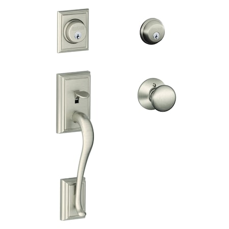 Schlage Residential Addison with Plymouth Knob Double Cylinder Handleset and Trim C Keyway with 12326 Latch and F62ADD619PLY