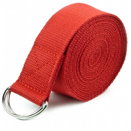 Qualitycare 8 ft. Cotton Yoga Strap with Metal D-Ring, Red QU1695327
