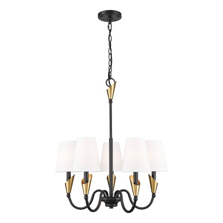 Z-Lite Claudelle 5-Light Chandelier, 24 in W, Matte Black + Modern Gold 4014-24MB-MGLD