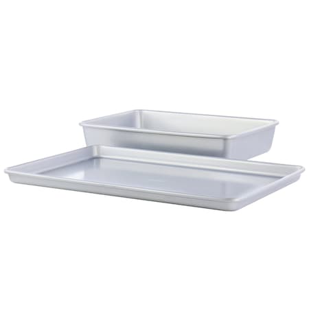 Martha Stewart Everyday Bakeaway 2 Piece Carbon Steel Bake Pan Set in Silver 137429.02