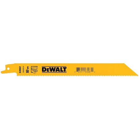 Dewalt Reciprocating Saw Blade, L:8, TPI:10, PK5, Straight DWAR1810