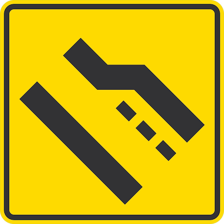 Lyle W4-2R, Right Lane Ends Symbol, 36x36, High Intensity Prismatic, Yellow G-16307-HI_36x36